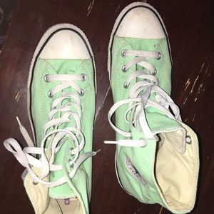 Mint green Converse high tops